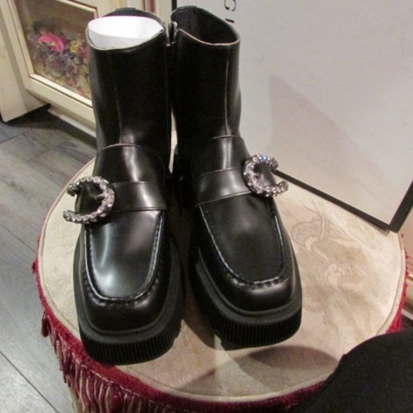 Gucci women's above ankle leather zipper platform boots Sz 39.5 - Picture 13 of 16